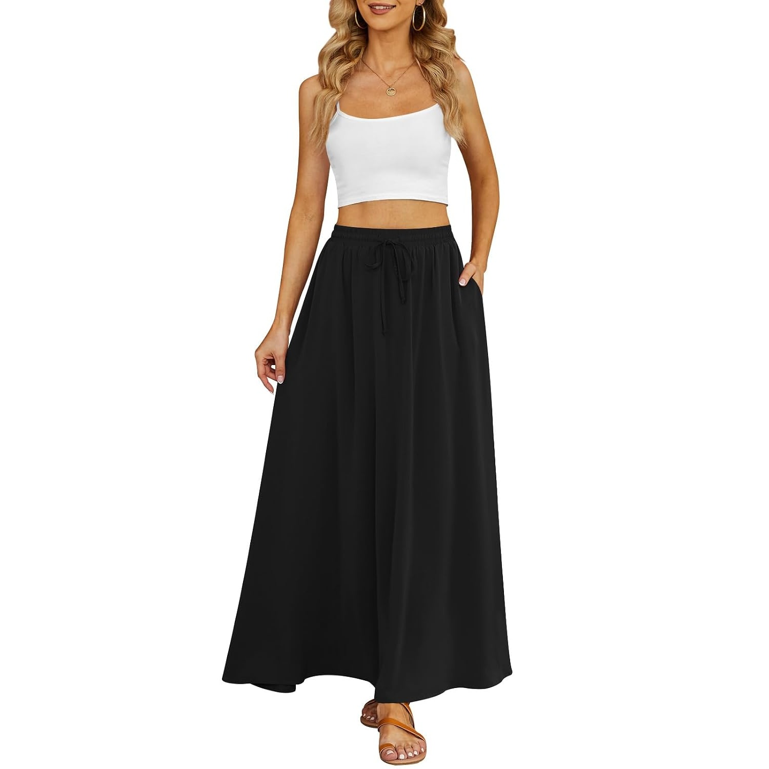 Casual Long Pleated Flowing Skirt For Women