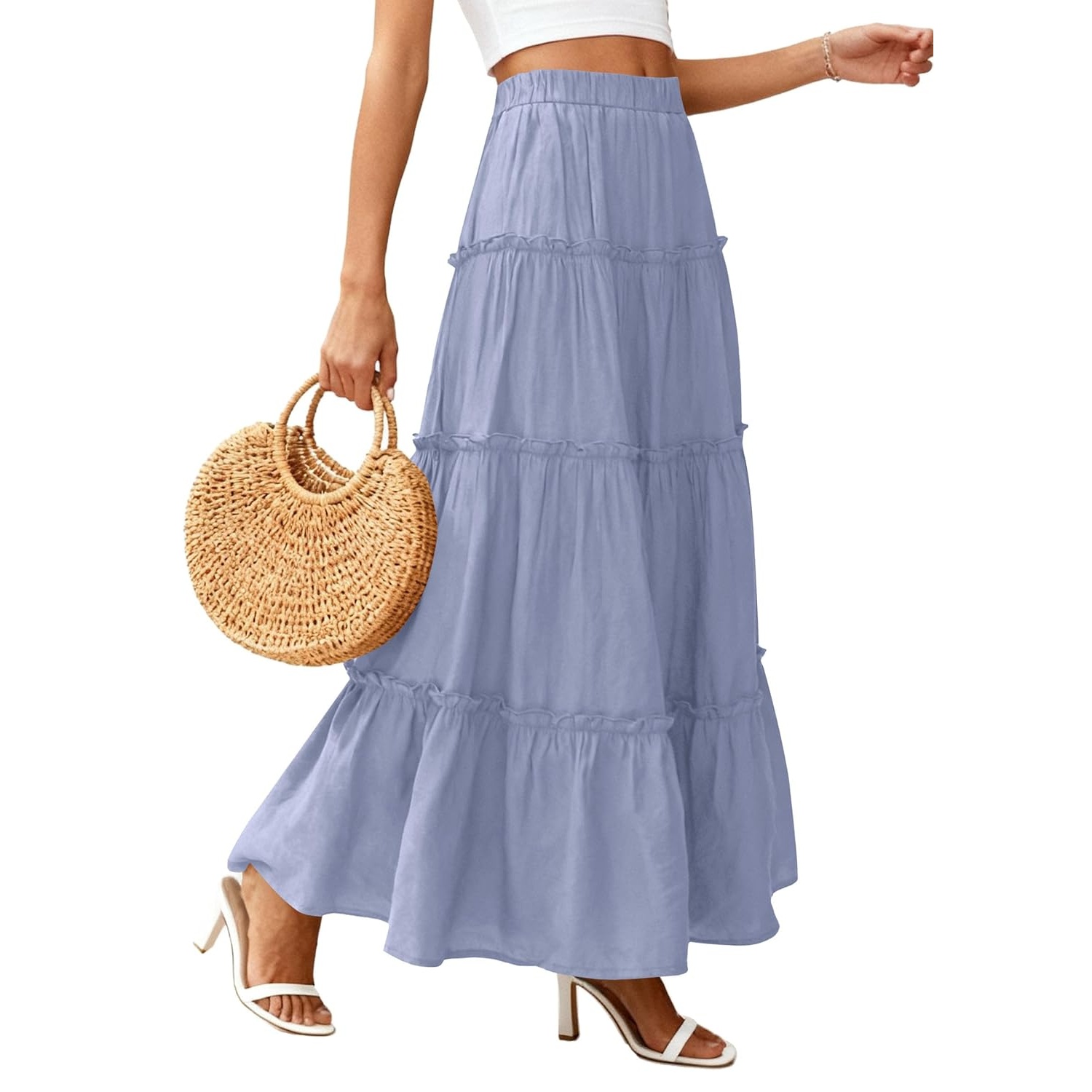 Long Flowy A Line Tiered Boho Skirt For Women