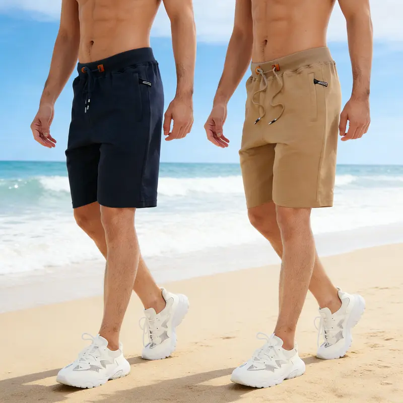 Drawstring Sport Shorts With Zipper Pockets For Men