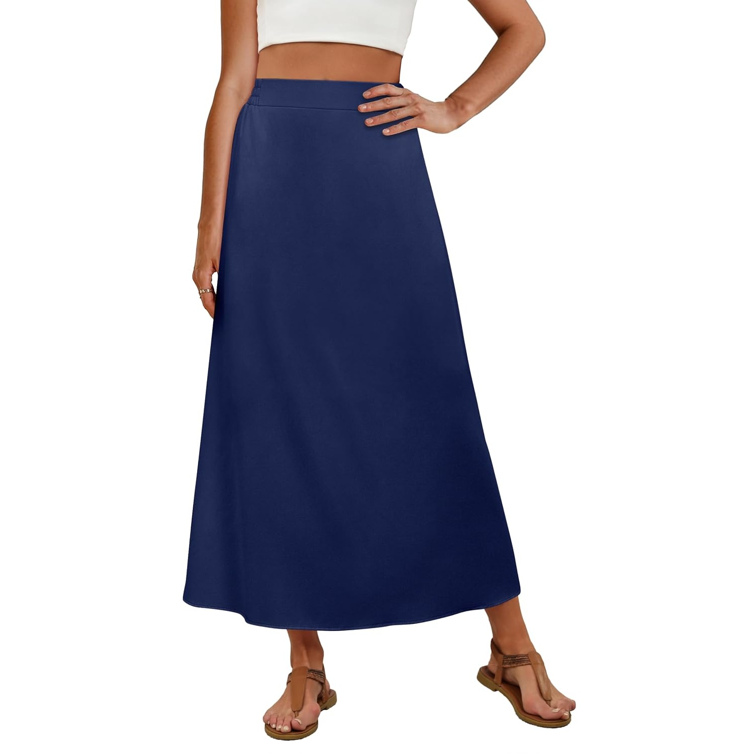 Casual Stretch Maxi Skirt With Pocket For Women