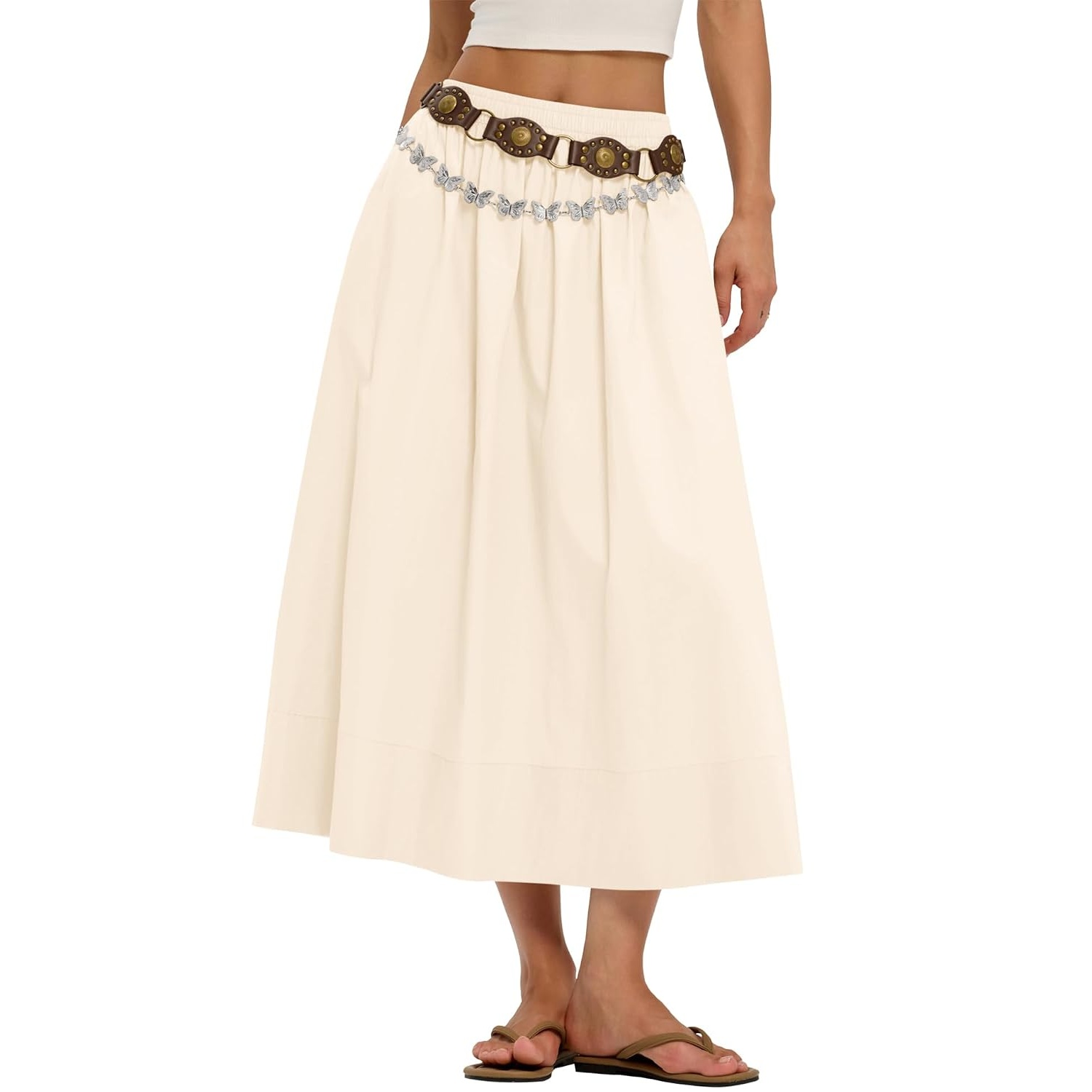 Cotton Boho Summer Beach Casual Elastic Waist Dress For Women