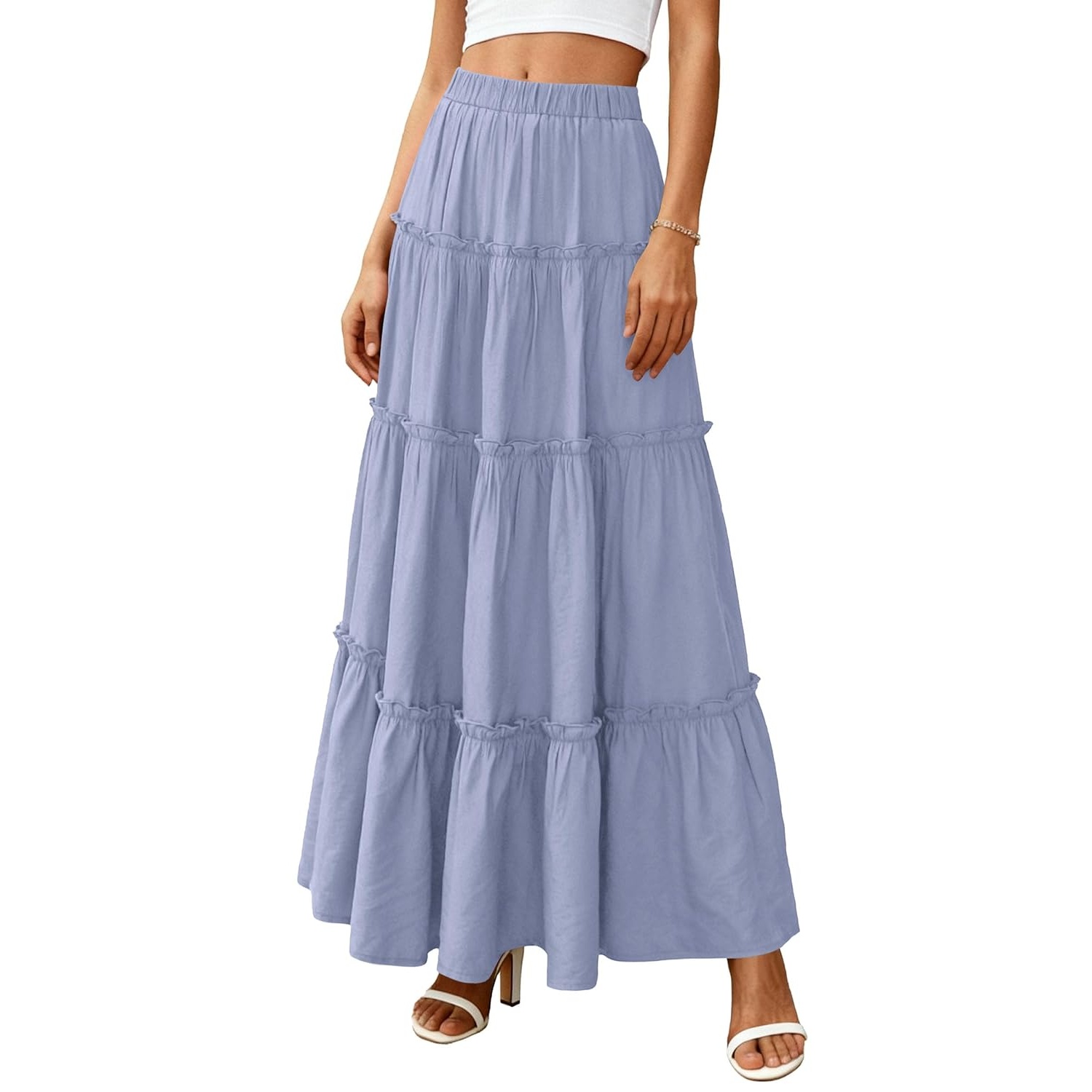 Long Flowy A Line Tiered Boho Skirt For Women