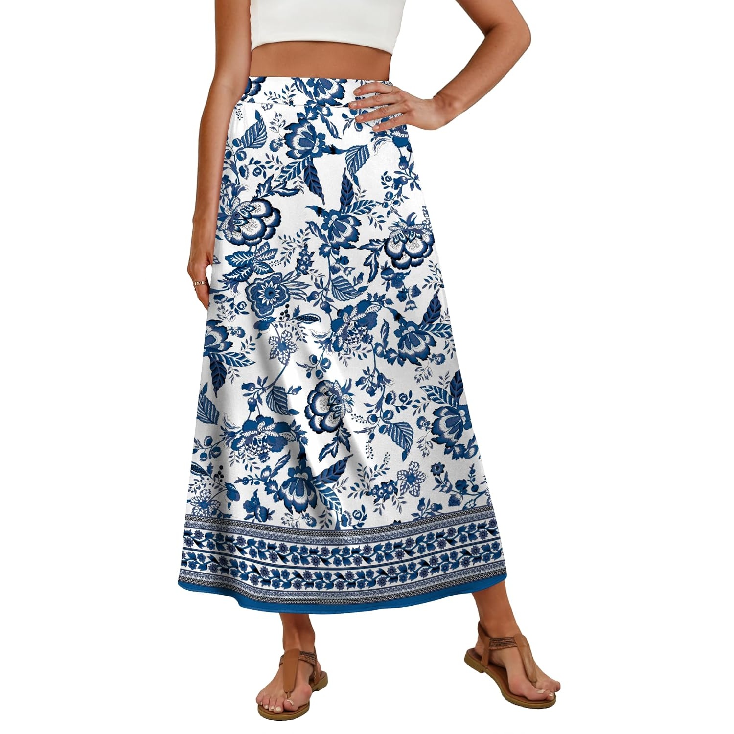 Casual Stretch Maxi Skirt With Pocket For Women