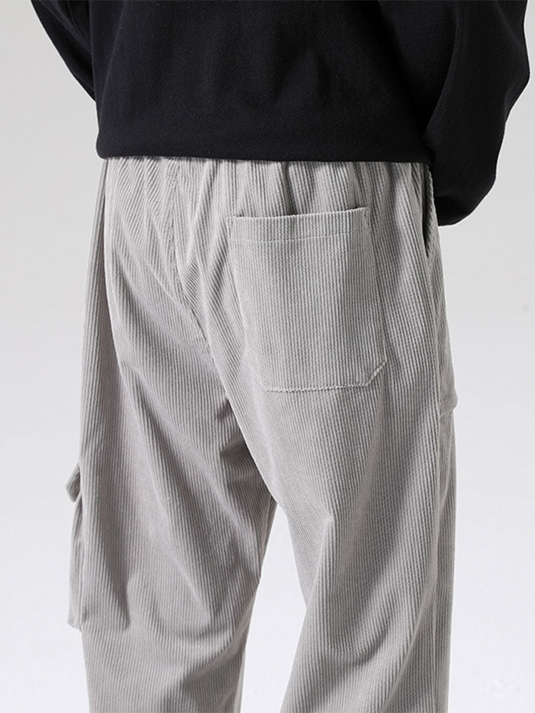Straight Leg Corduroy Cargo Pants-Waves And Trunks
