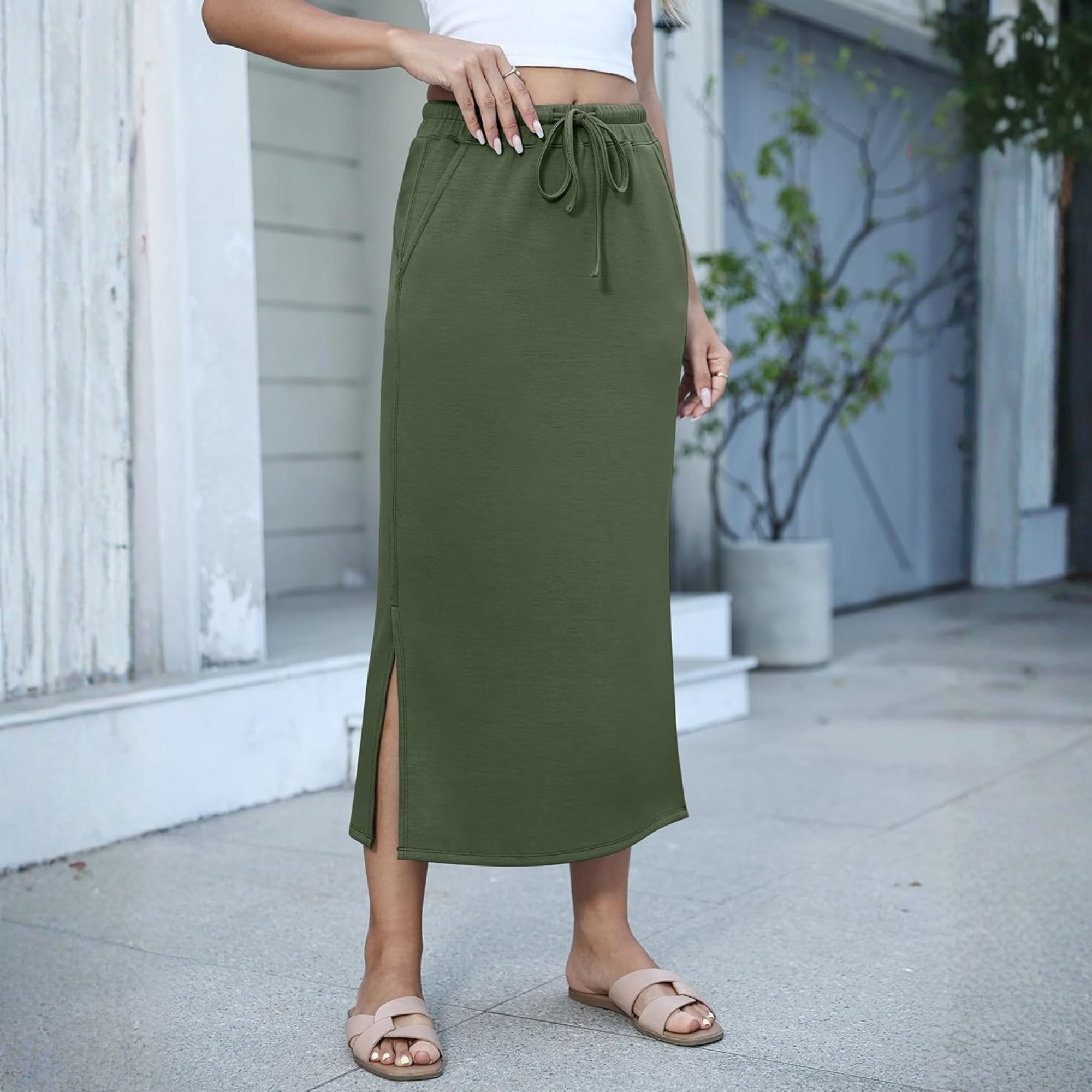 Casual Drawstring Maxi Skirt For Women