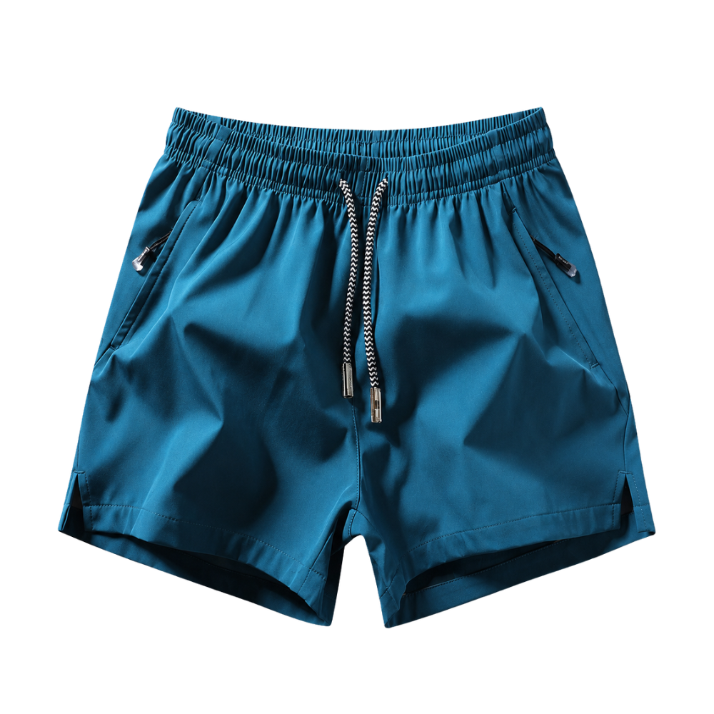 Fit Shorts With Zipper And Drawstring For Men