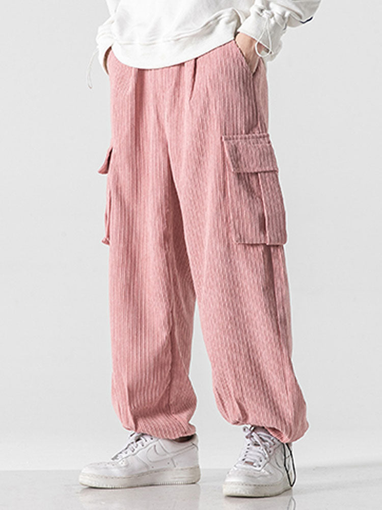 Loose Corduroy Cargo Pants-Waves And Trunks