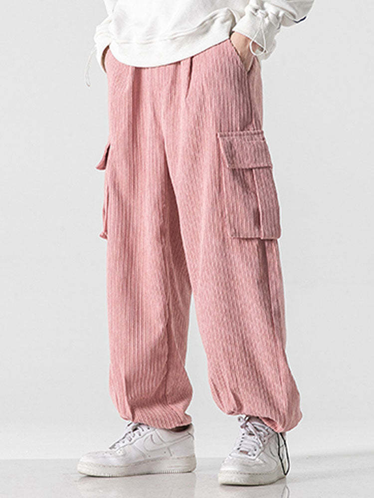 Loose Corduroy Cargo Pants-Waves And Trunks