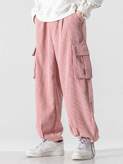 Loose Corduroy Cargo Pants-Waves And Trunks