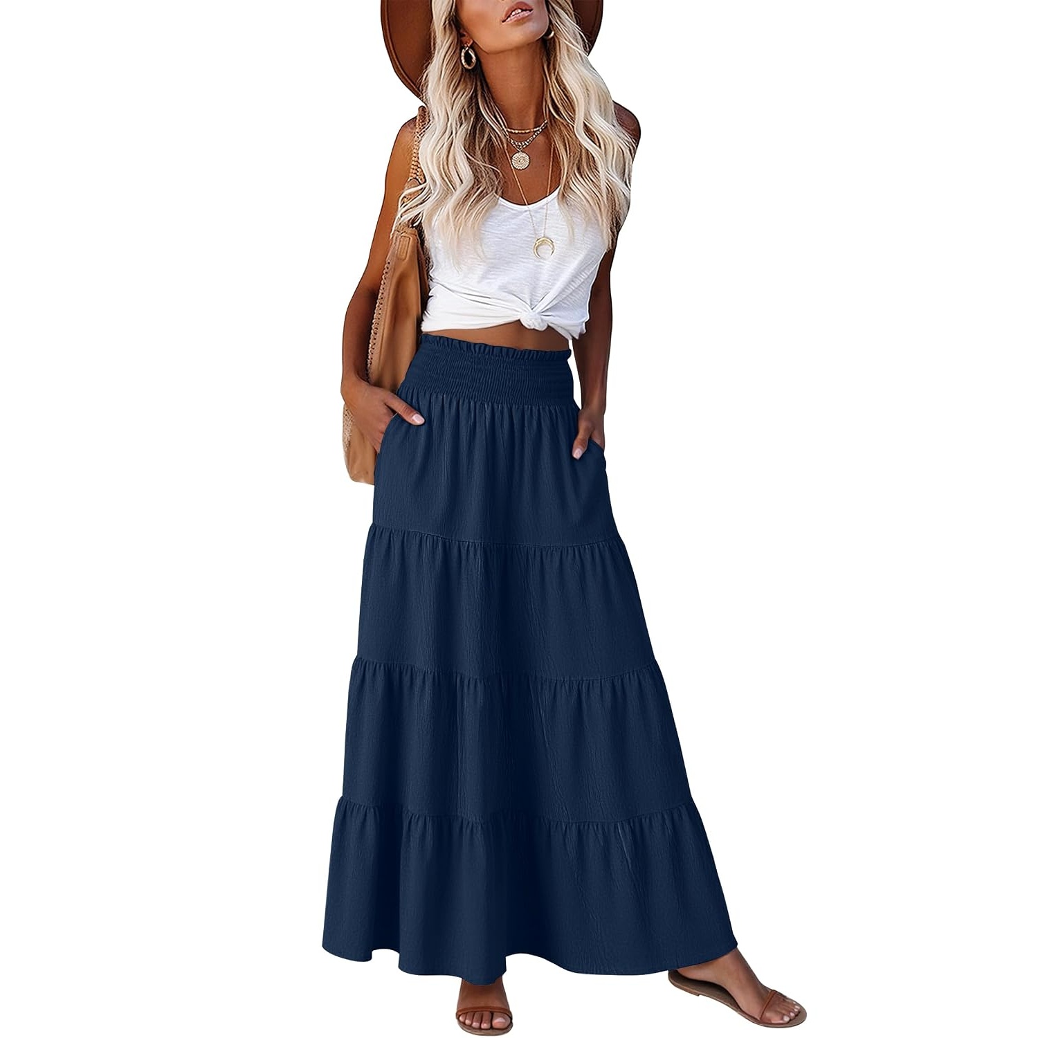 Casual Maxi Summer Beach Tiered Skirts For Women