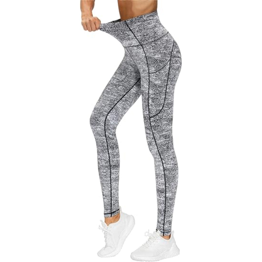 Full Length Yoga Leggings With Side Pockets For Workout-Waves And Trunks