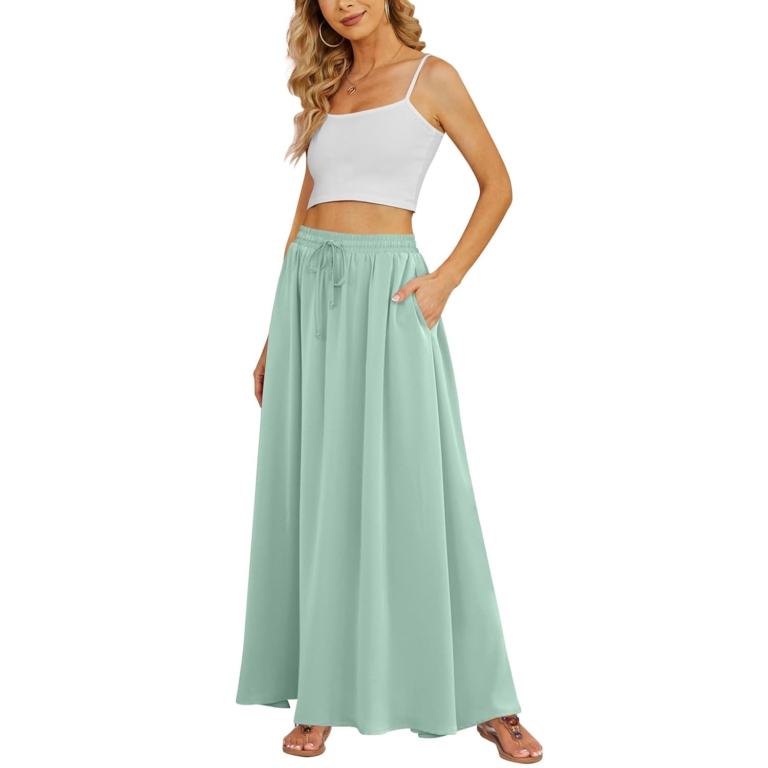 Casual Long Pleated Flowing Skirt For Women