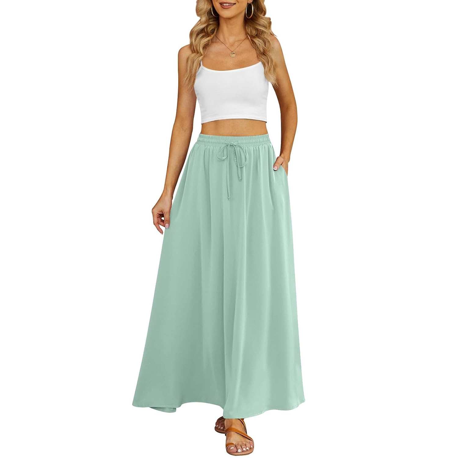 Casual Long Pleated Flowing Skirt For Women