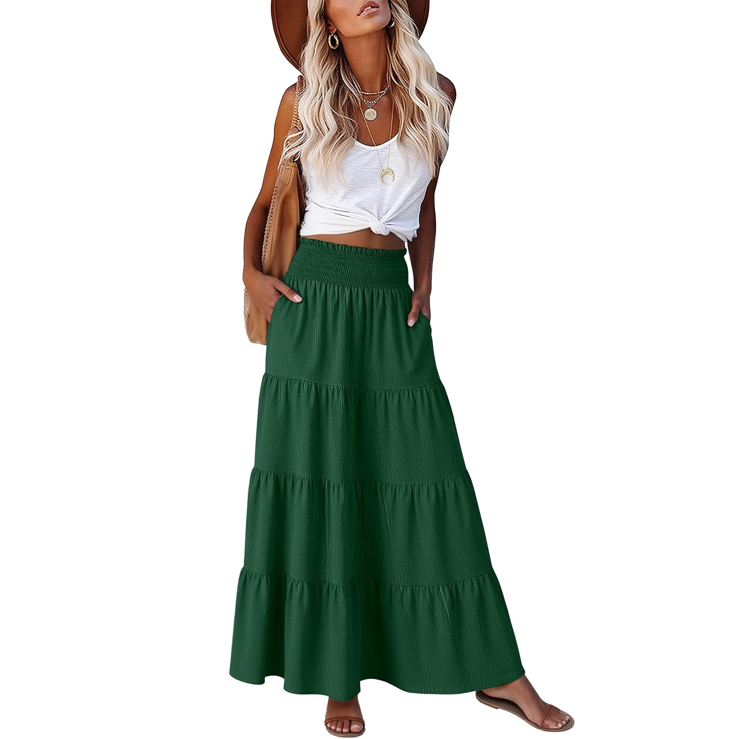Casual Maxi Summer Beach Tiered Skirts For Women
