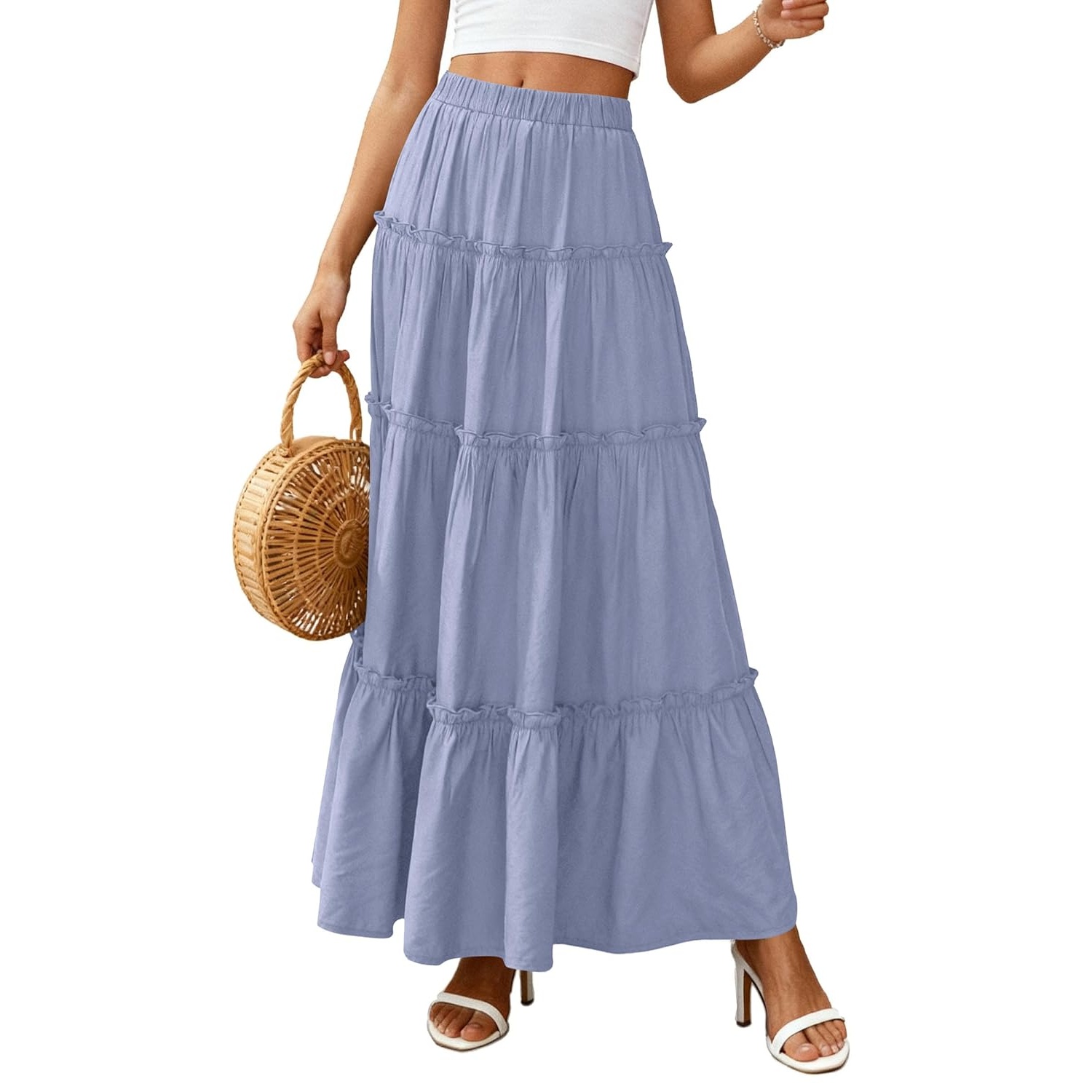 Long Flowy A Line Tiered Boho Skirt For Women