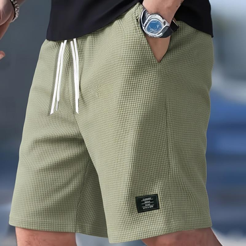 Loose Fit Textured Casual Shorts With Drawstring For Men