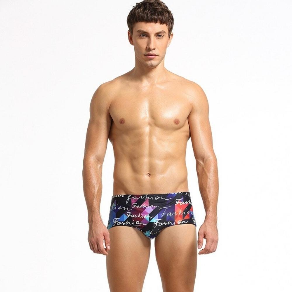 Men's Square Print Trunks-Waves And Trunks