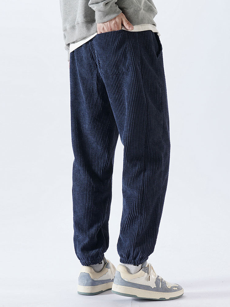 Casual Drawstring Corduroy Pants-Waves And Trunks