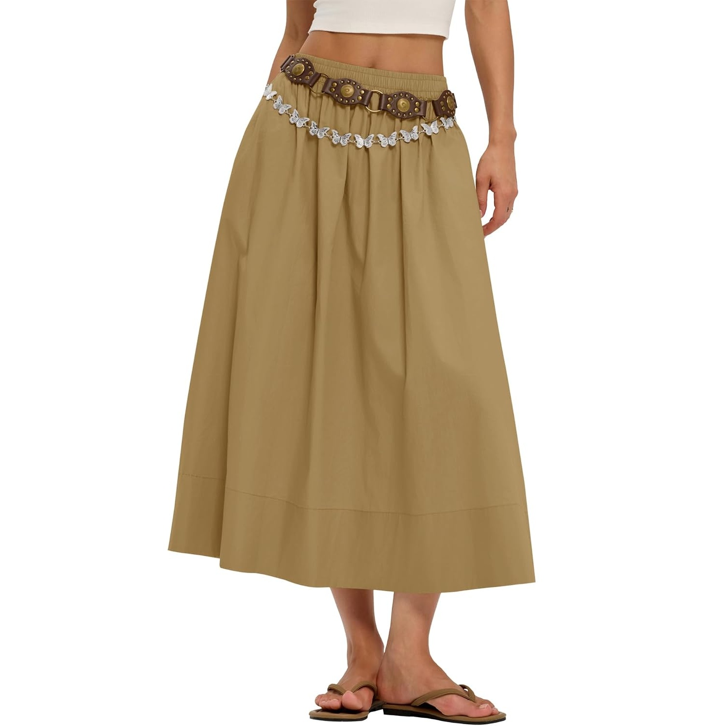 Cotton Boho Summer Beach Casual Elastic Waist Dress For Women