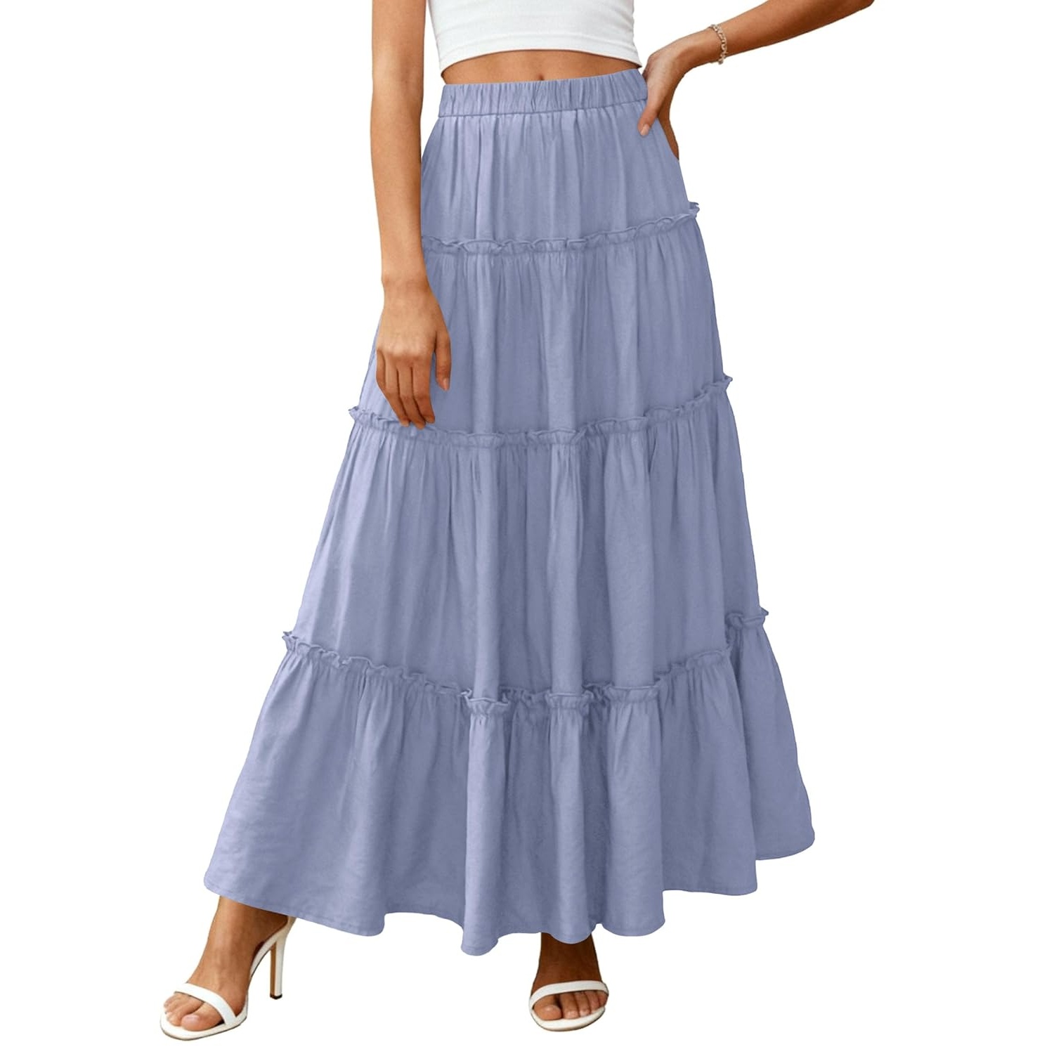 Long Flowy A Line Tiered Boho Skirt For Women