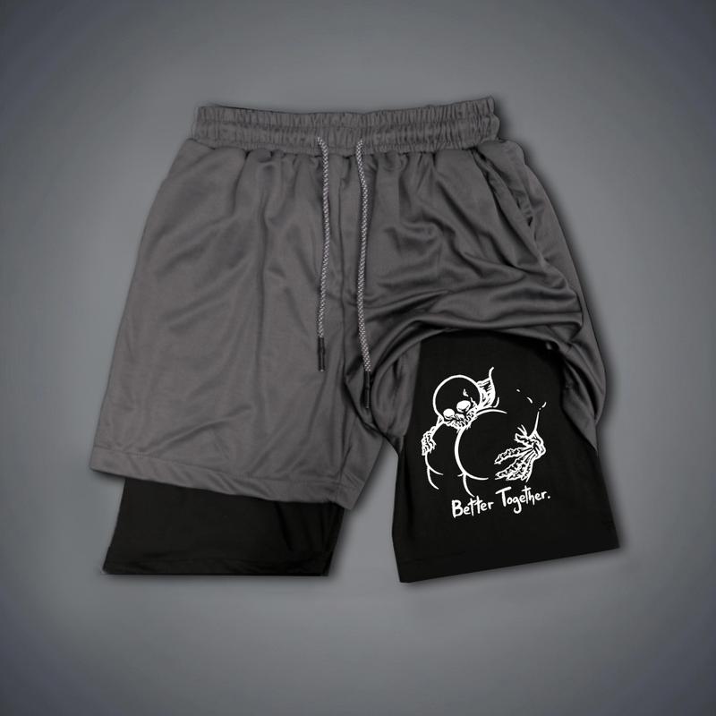 Graphic Double Layer Casual Streetwear Shorts For Vacation For Men