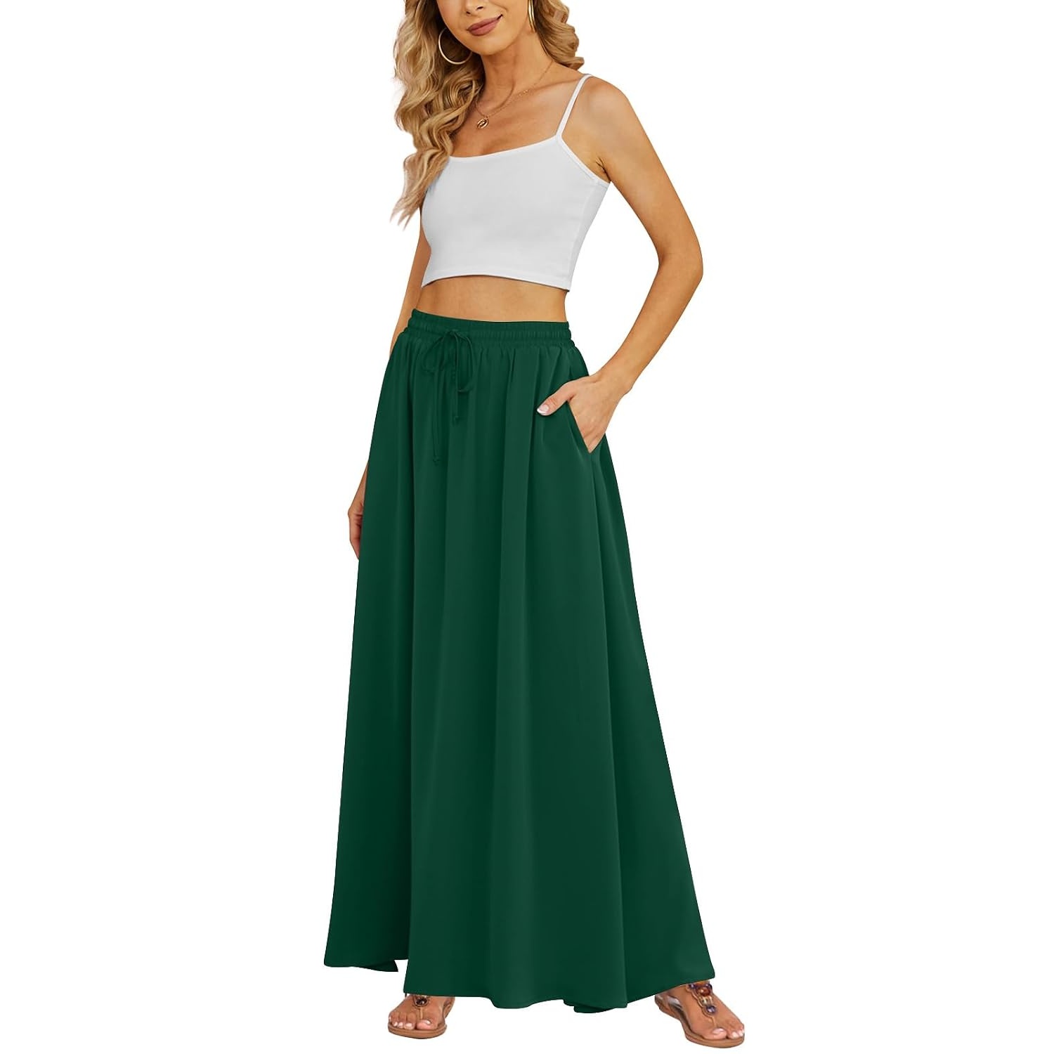 Casual Long Pleated Flowing Skirt For Women