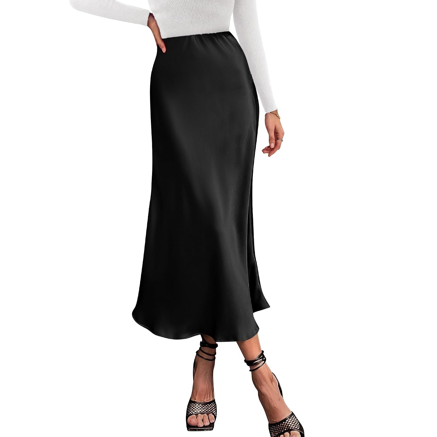 Satin Summer High Flowing Skirt For Women