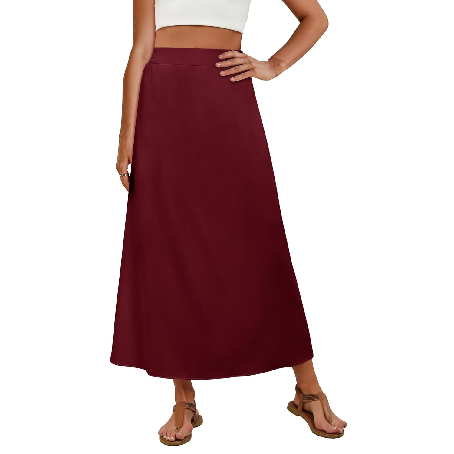 Casual Stretch Maxi Skirt With Pocket For Women