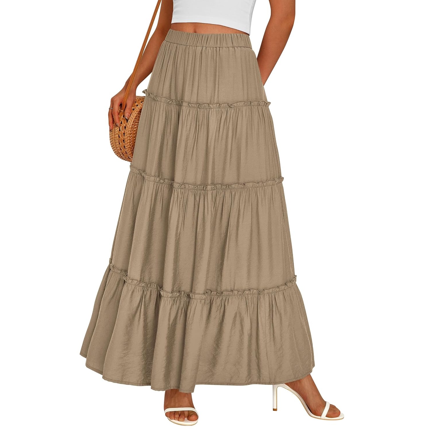 Long Flowy A Line Tiered Boho Skirt For Women