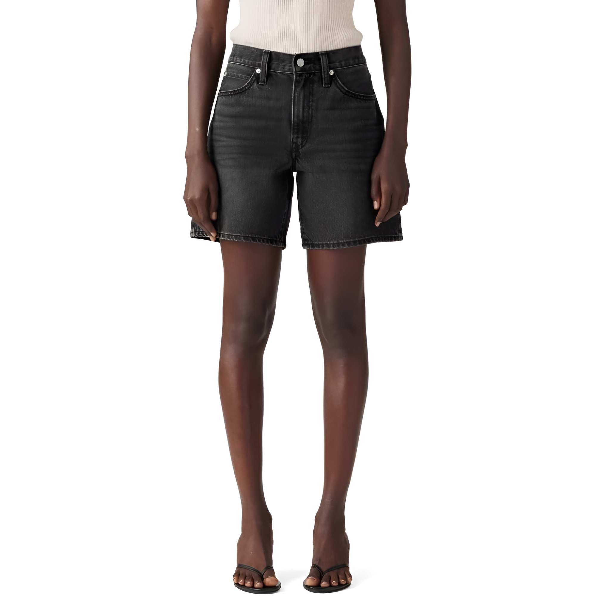 High Rise Baggy Denim Shorts For Women