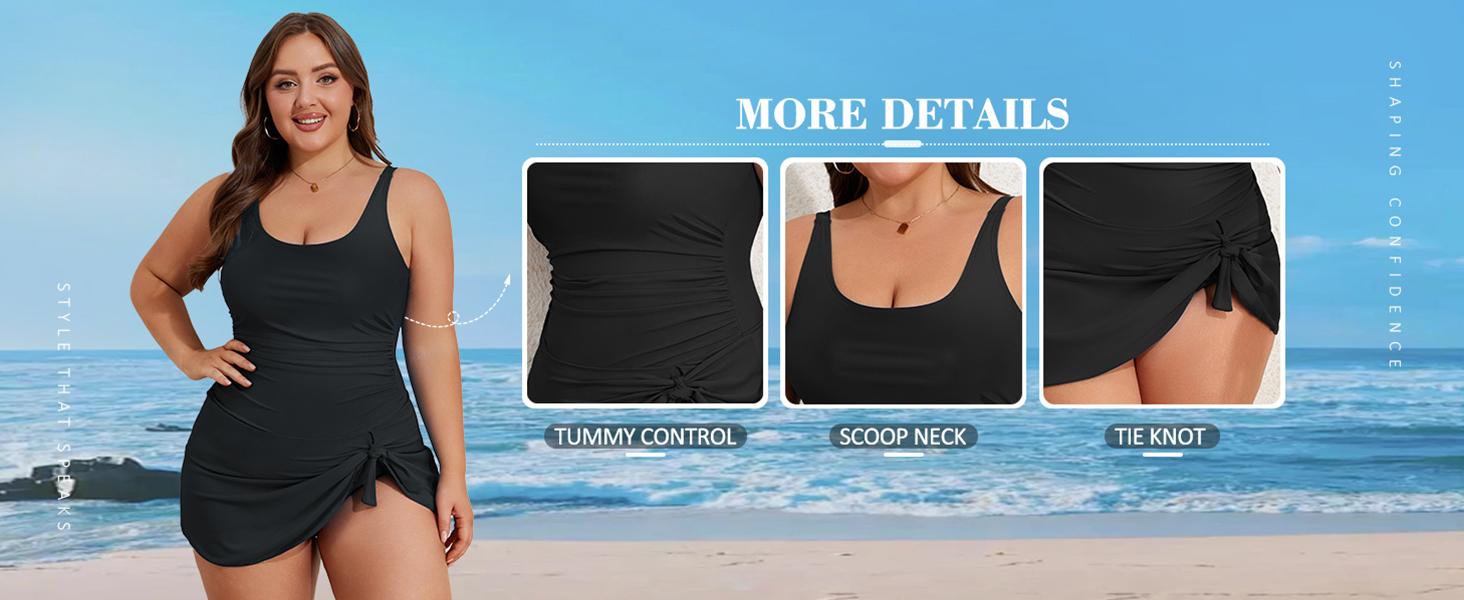 EOMENIE Plus Size Swimdress for Women One Piece Swimsuit Tummy Control Swim Dresses Skirt Bathing Suit Outdoorfun Plussizefashion Dress Summerfashion #Outdoorfun