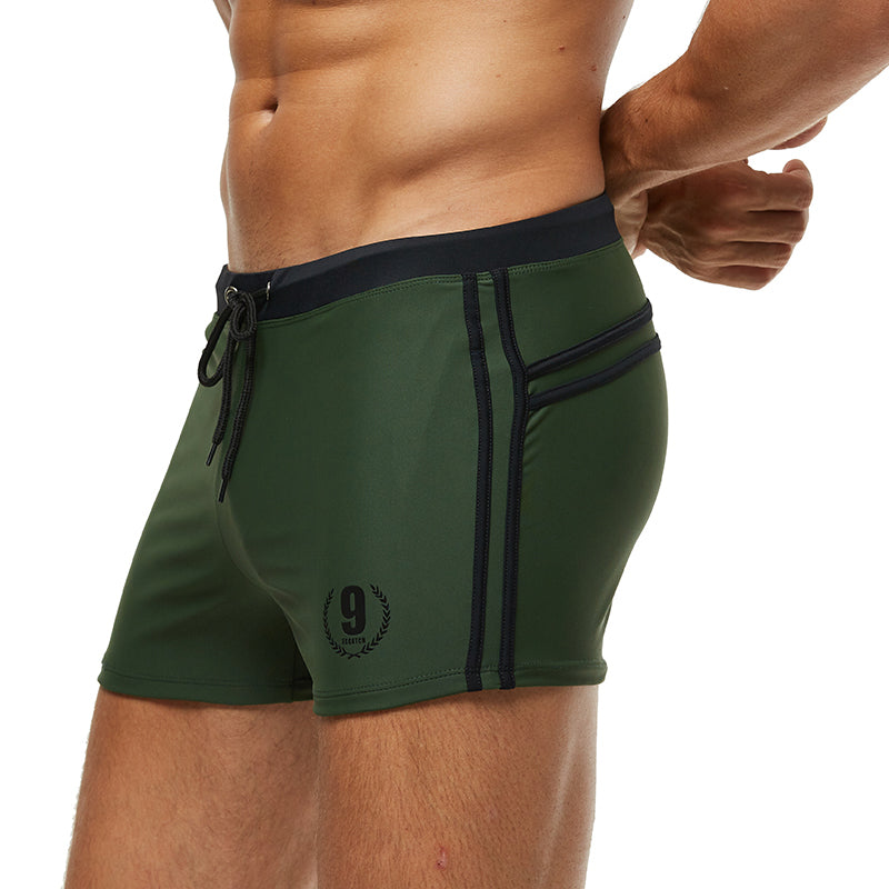 Army Green String Summer Brief-Waves And Trunks