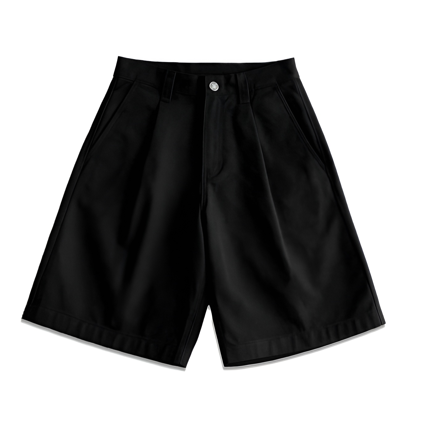 Baggy Wide Fit Pleated Design Denim Shorts