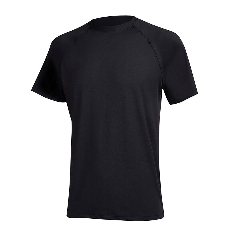 Men's Black Short Sleeve Sports Quick-Dry T-Shirt-Waves And Trunks