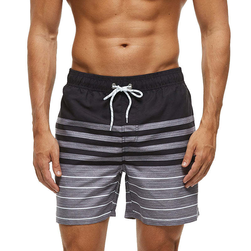 Black Stripe String Swim Shorts-Waves And Trunks