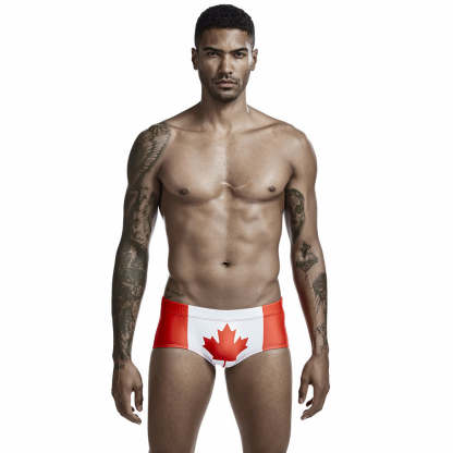 Canadian Flag String Summer Brief-Waves And Trunks