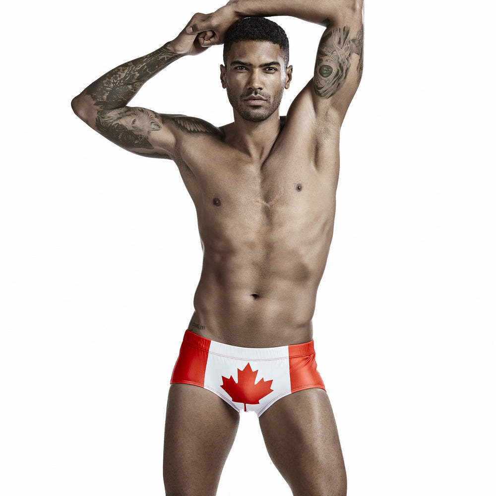 Canadian Flag String Summer Brief-Waves And Trunks