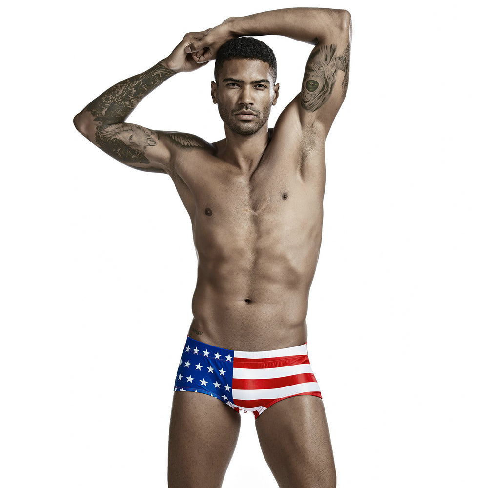USA Flag String Summer Brief-Waves And Trunks