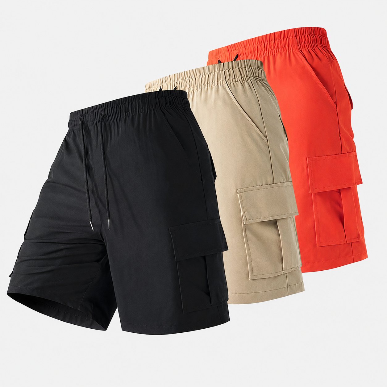 Multi Pocket Drawstring Cargo Shorts For Men