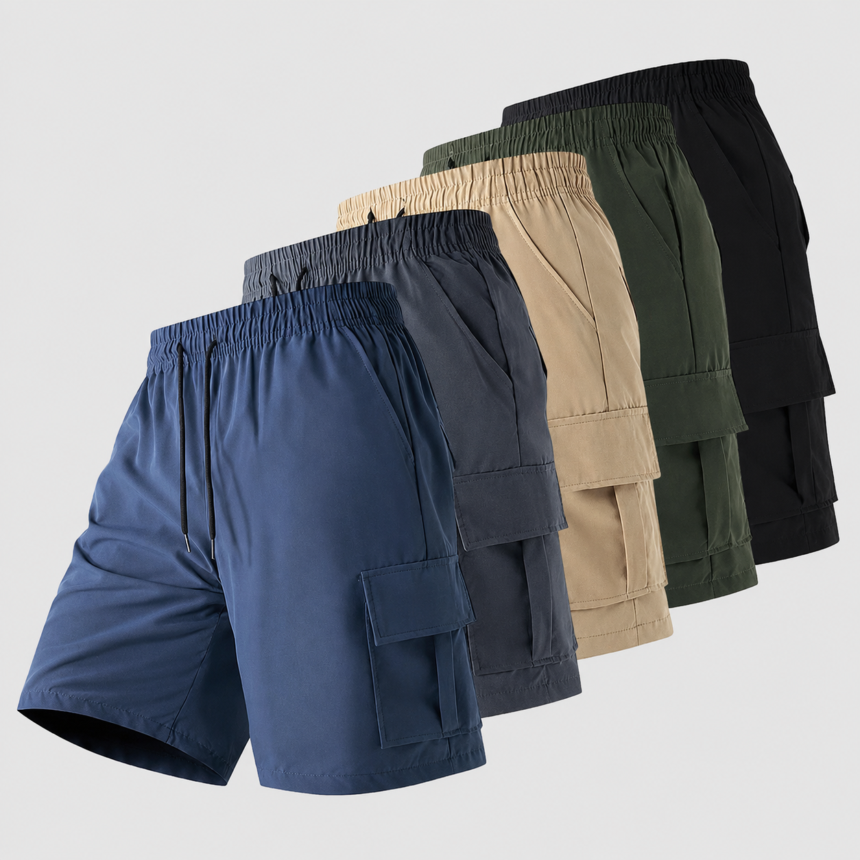 Multi Pocket Drawstring Cargo Shorts For Men