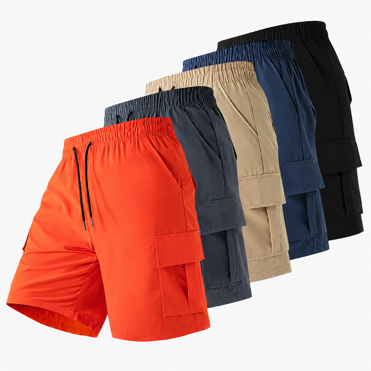 Multi Pocket Drawstring Cargo Shorts For Men
