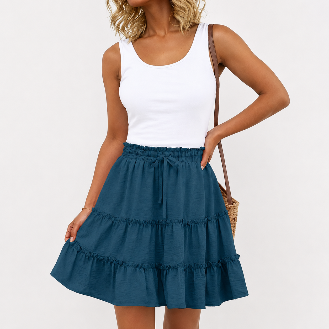 Casual Boho Floral Ruffle Tiered Skirt For Women