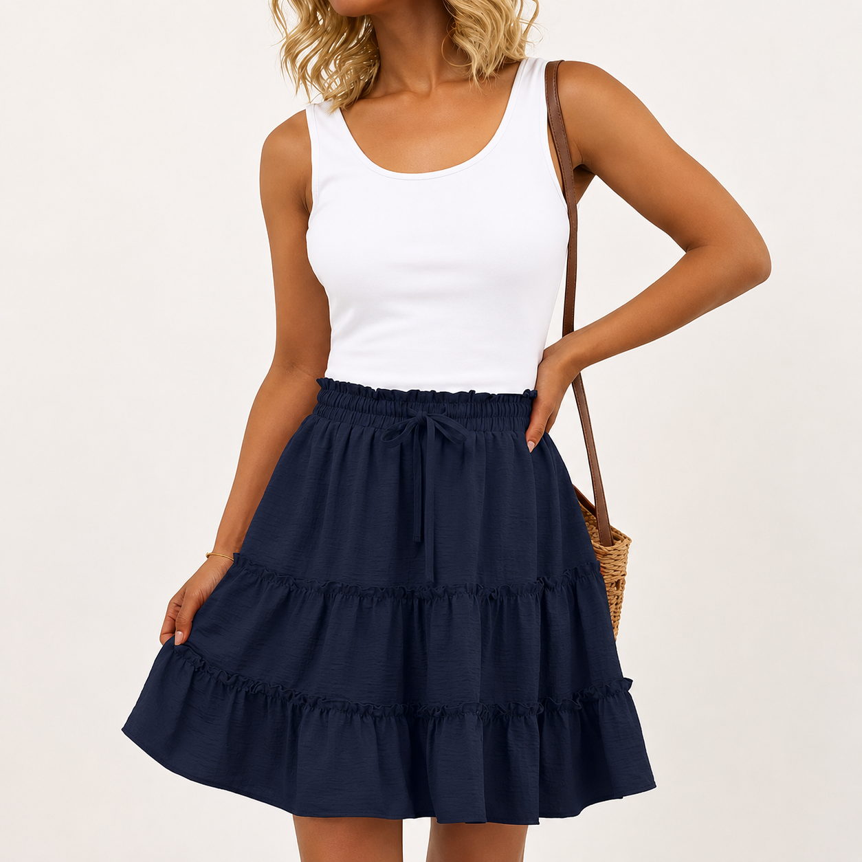 Casual Boho Floral Ruffle Tiered Skirt For Women