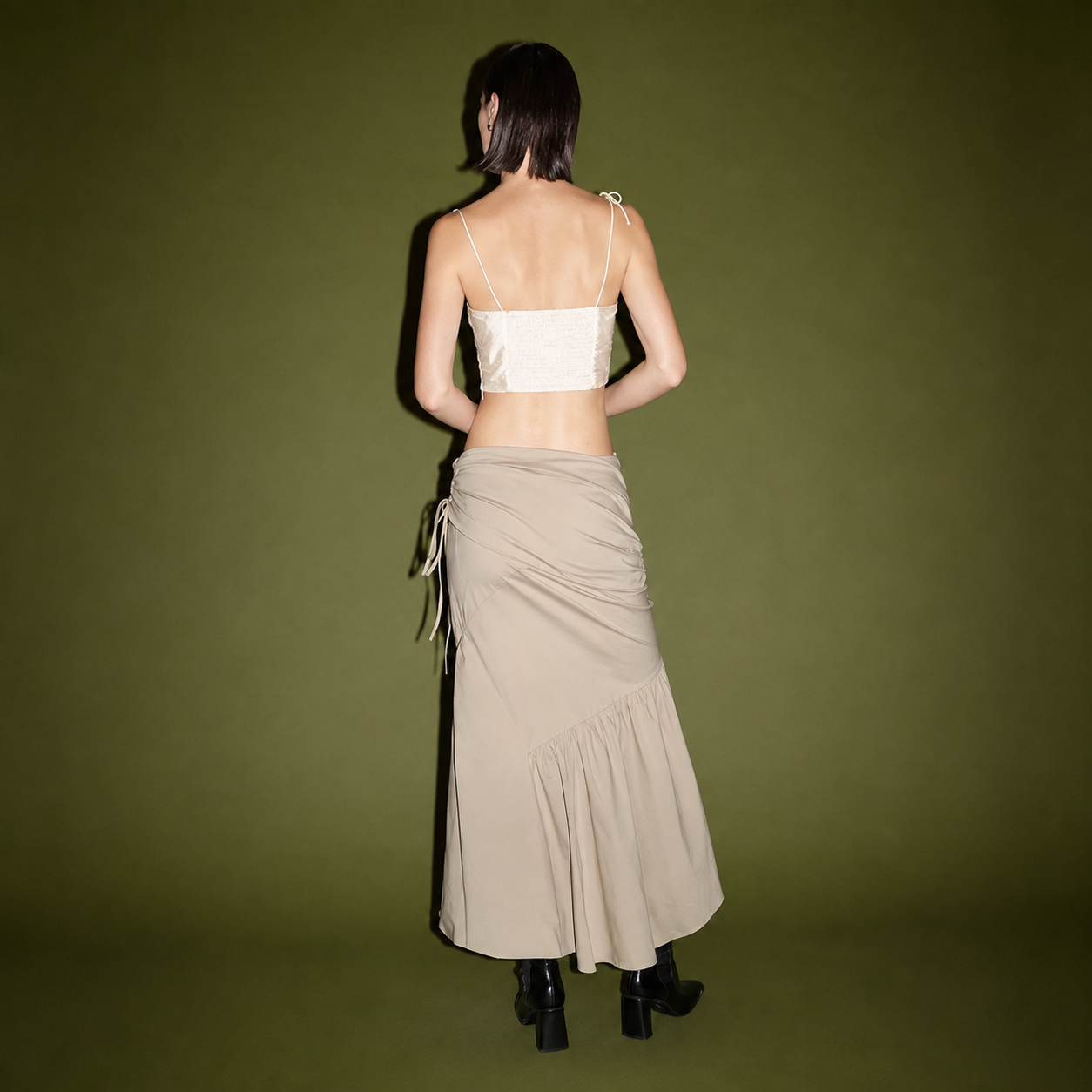 Mermaid Style Fitted Pleated Skirt With Zipper For Women