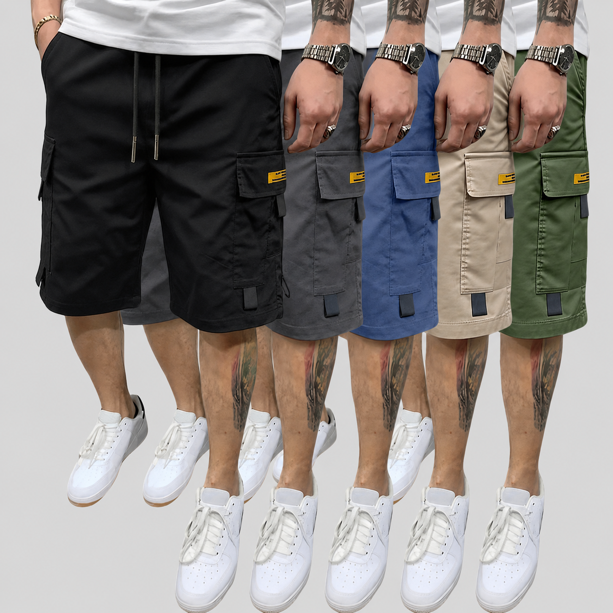 Pack Of 5 Multi Pocket Cargo Shorts For Casual Summer Wear For Men