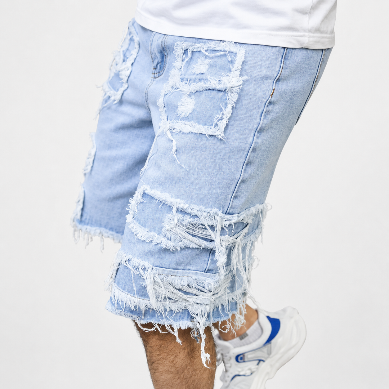 Casual Raw Hem Denim Shorts Without Drawstring For Women