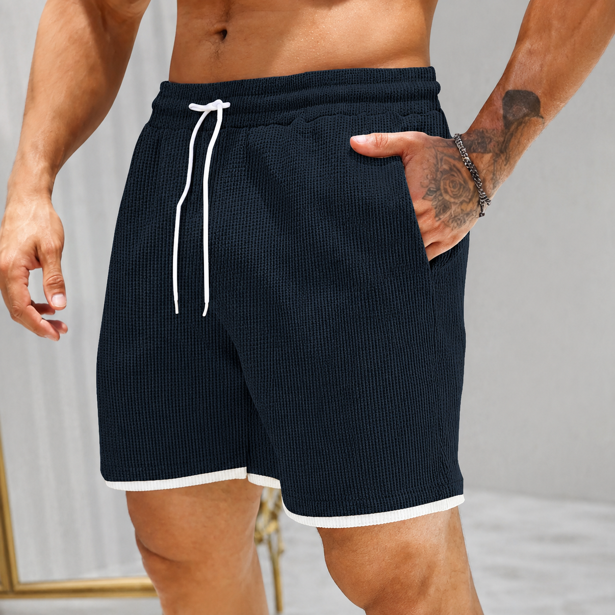 Letter Patch Casual Shorts With Pockets For Summer Daily Wear For Men