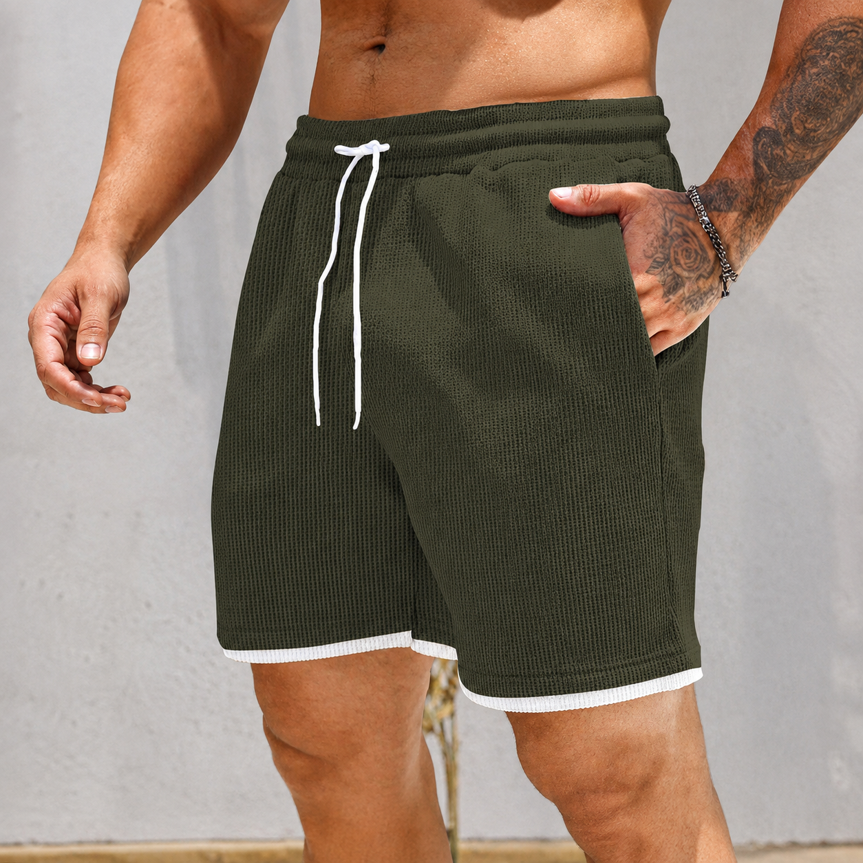 Letter Patch Casual Shorts With Pockets For Summer Daily Wear For Men