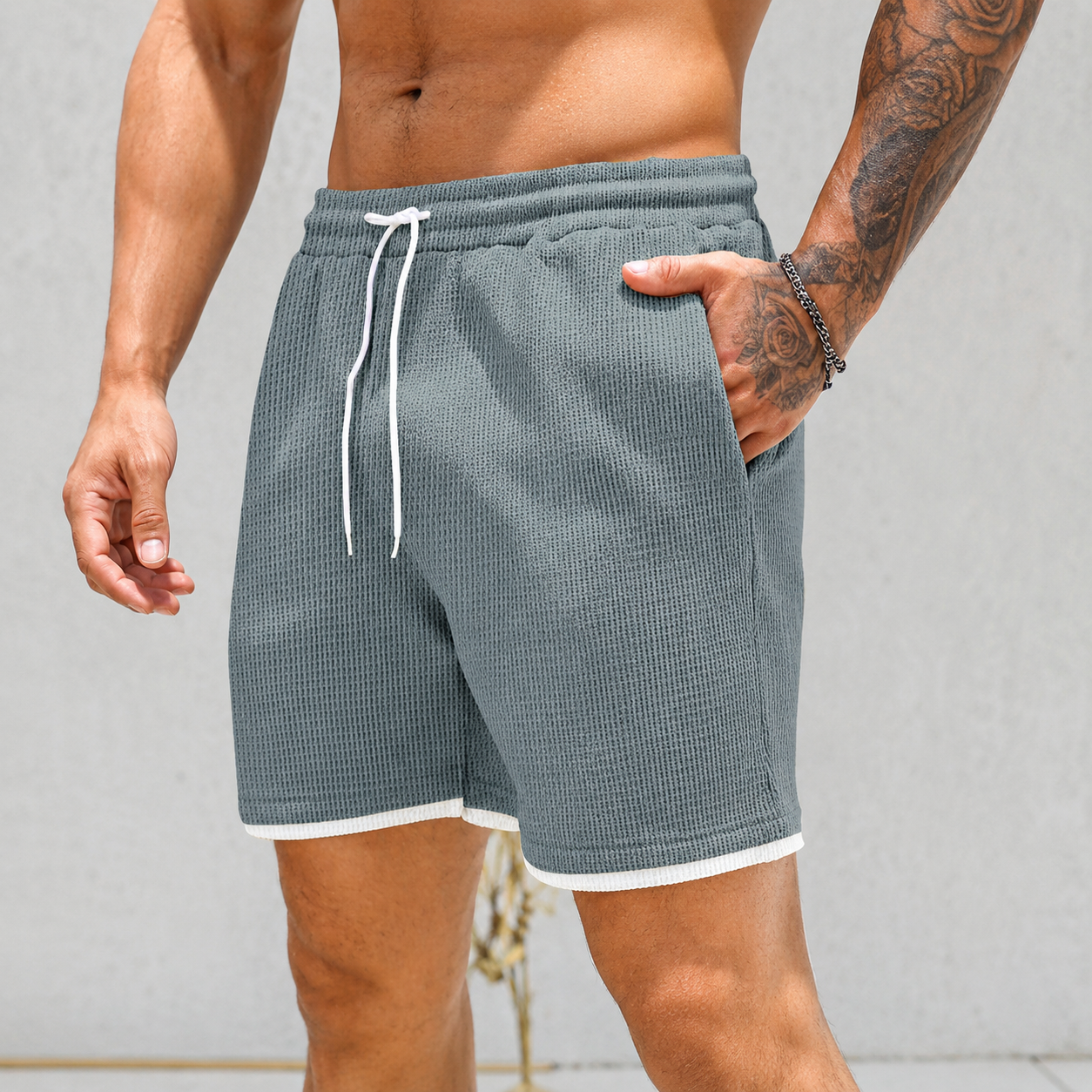 Letter Patch Casual Shorts With Pockets For Summer Daily Wear For Men
