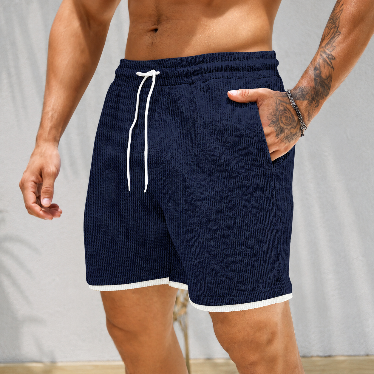 Letter Patch Casual Shorts With Pockets For Summer Daily Wear For Men